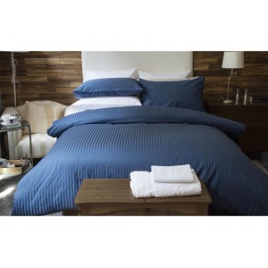 Pure Stripe Cotton Sateen Hotel Blue Solid Color BedSets [All Sizes] CSB-124